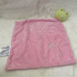 Carter's Precious First Pink Green Frog Rattle Baby Security Blanket Lovey Lovie